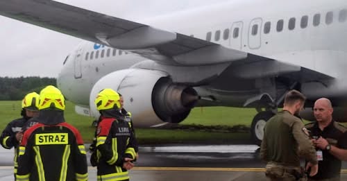 Kraków Airport Accident Boeing 737-800 Overruns Runway Amid Heavy Rain, Operations Suspended